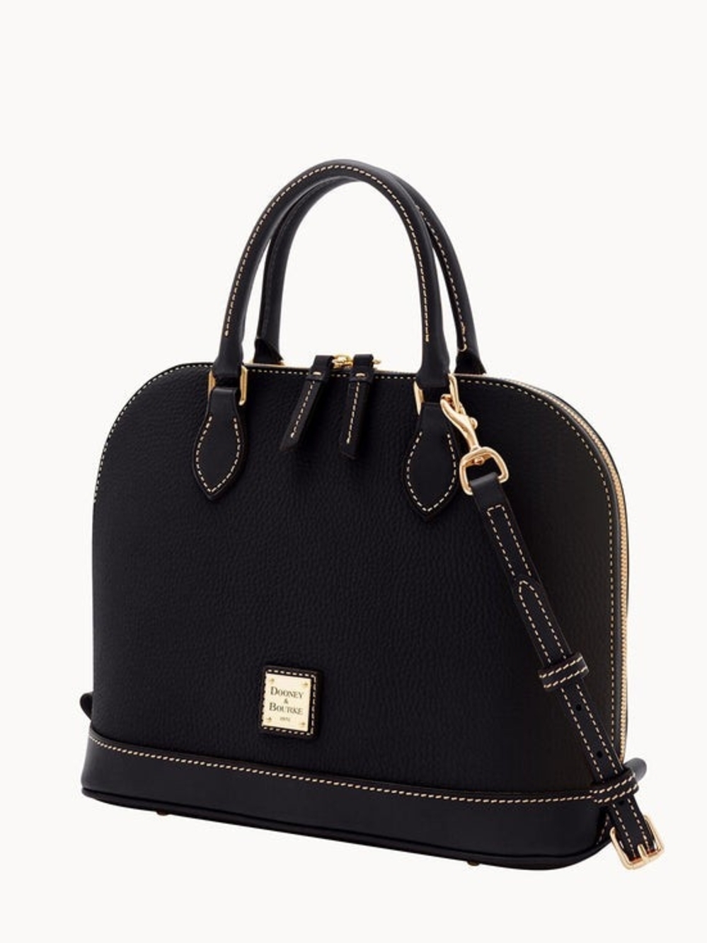 NWT Dooney & Bourke Black Pebble Grain Zip Zip Leather Satchel ($338 Retail)